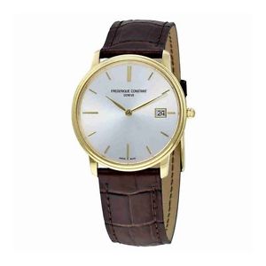 Frederique Constant Slim Line Light Grey Dial Yellow Gold-plated Mens Watch Fc-2