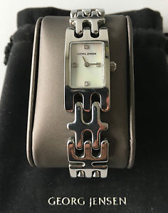 GEORG JENSEN LADIES EKL WATCH, STAINLESS STEEL, MOTHER OF PEARL FACE SUPER RARE!