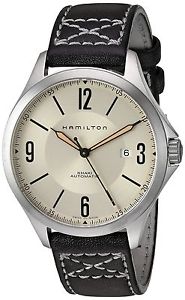 Hamilton Men's Automatic Khaki Aviation Ivory Dial Leather Strap Watch