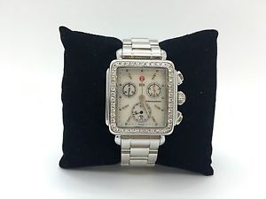 100% Authentic Michele Deco Chrono Diamond Bezel MOP Dial Watch  Steel Bracelet