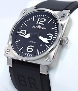 Bell & Ross Aviation BR0392 Steel Black Rubber Watch BOX/PAPER *MINT CONDITION*
