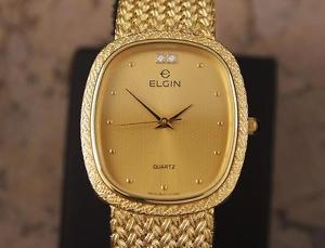Elgin Swiss Made 1980s Mens Luxury Gold Plated Men's Quartz Dress Watch YY6