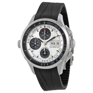 Hamilton H76566351 Mens Silver Dial Analog Automatic Watch with Rubber Strap
