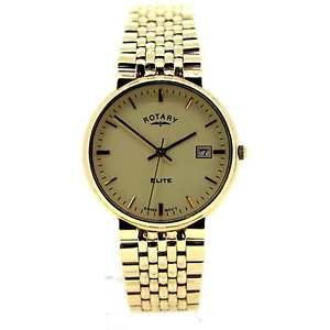 Gents Pre Owned Watch Rotary Elite 9ct Yellow Gold Quartz Movement