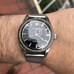 1960's Vintage Wittnauer Electro-Chron Electric Watch w/ Black dial & Steel case