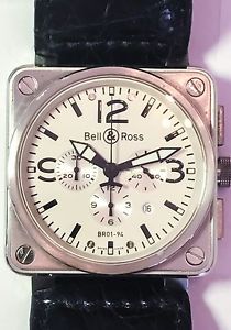 BEAUTIFUL BELL & ROSS  CHRONOGRAPH BR01-94 MEN'S STAINLESS STEEL BOX & PAPERS