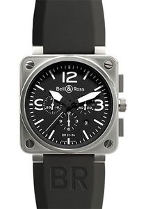 Brand New Bell & Ross BR 01-94 Black Steel Chronograph Wristwatch