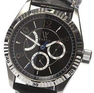 Auth VARTIX Alive G704 with 0.173ct Gem Automatic SS x Leather Men's watch