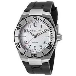 Hamilton H78615355 Mens Silver Dial Automatic Watch with Rubber Strap