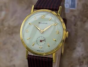 Bulova Swiss Made Vintage 1960s Mens 34mm Gold Plated Manual Dress Watch Y15