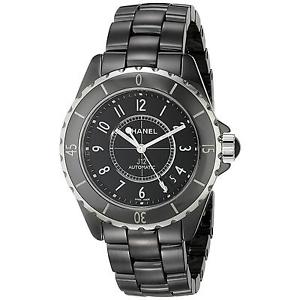 CHANEL MEN'S 38MM BLACK CERAMIC BAND & CASE AUTOMATIC ANALOG WATCH H0685