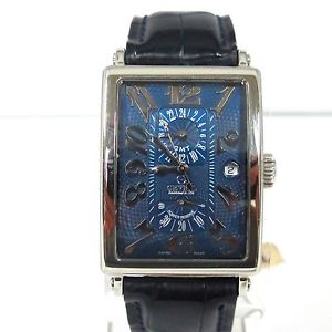 Gevril 5023 Avenue of Americas Automatic Blue Dial Blue Leather Wristwatch Watch