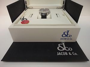 JACOB & CO FIVE TIME ZONE DIAMOND BEZEL 47mm WATCH QUARTS UNISEX GENTLY USED