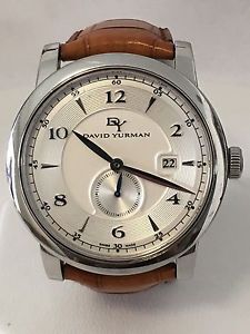 David Yurman Automatic Silver Dial T 714-B Brown Leather Band Box + Papers