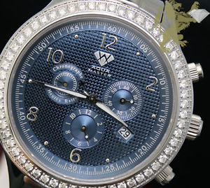2.45ct Aqua Master Mend si1 Diamond Watch Blue Dial