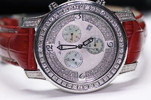 Avanti Men Luxury Modern Swiss Watch Natural Diamond Bezel 6 CT Leather Straps