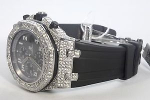 Audemar Piguet Royal Oak Offshore Black Dial Chronograph Mens Watch with Dimonds