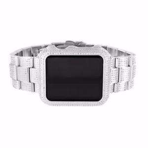 6 Ct Diamond 42MM Apple Watch Sport Stainless Steel President Bracelet Watch
