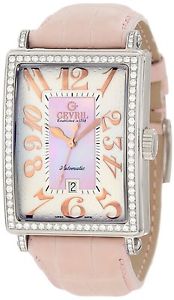 Gevril Women's 6208RL Glamour Automatic Diamond Pink Leather Wristwatch