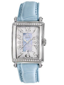 Gevril Women's 7247NT Avenue Of Americas Mini Diamond MOP Dial Leather Watch
