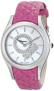 Ferragamo Women's FG4010014 LIRICA Diamond MOP Dial Pink Leather Wristwatch