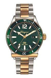 Ferragamo Men's FF3270015 FERRAGAMO 1898 Sport Green Dial Two-Tone Steel Watch