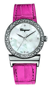Ferragamo Women's FG2160014 GRANDE MAISON Diamond MOP Dial Pink Leather Watch