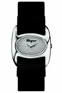 Ferragamo Women's FIE060015 VARINA Diamonds Black Leather Wristwatch