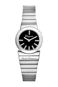 Ferragamo Women's F70SBQ9999I S099 Gancino Soirée Diamond Black Dial Steel Watch