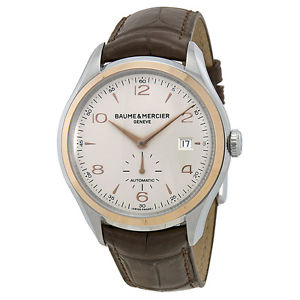Baume et Mercier Clifton Automatic Silver Dial Brown Leather Mens Watch 10139