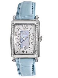 Gevril Womens 7247NEB Avenue of Americas Mini Wesselton Diamond Leather Watch