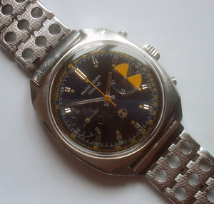 70s Favre-Leuba Two Registers Big Size Army Style Chronograph Valjoux Cal.23