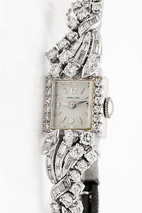 Antique 1940s $10,000 3ct VS G Diamond Hamilton Platinum Ladies Watch HEAVY 26g