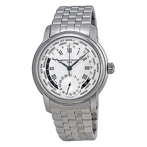 Frederique Constant Classics Worldtimer Silver Dial Stainless Steel Mens Watch F