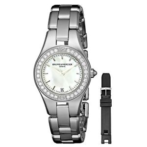 Baume  and  Mercier Womens 10013 Linea Mother-of-Pearl Dial Diamond Bezel Watch
