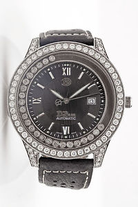 $20,000 Di Bur Signed 10ct VS G H Diamond Mens XL Dress Watch
