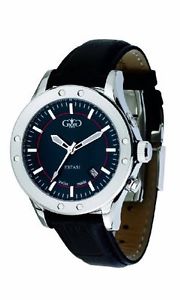 Gio Monaco Men's 775-F Estasi Automatic Luminous Black Leather Date Wristwatch