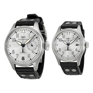 Big Pilot Rhodium Dial Leather Strap Father and Son Men's Watch Set IW500906