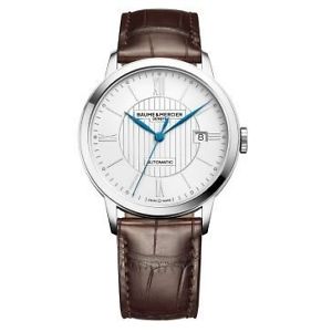 Baume et Mercier Classima Automatic Silver Dial Brown Leather Mens Watch 10214