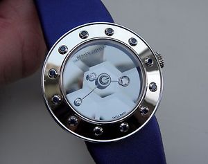 GERALD Charles GENTA Star Lady 35 Steel Watch 12 sapphire in Box Limited Edition