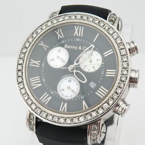 Benny & Co. Stainless Steel Chronograph Round Cut Diamond Mens Watch TCW 2.80