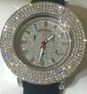 DON & CO Chronograph Diamond 15 CT TW Men's Watch 4 row Diamond Bezel