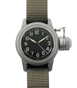 ELGIN Vintage WW2 US Army CANTEEN Military Hucking Watch With Huge Crown Cap