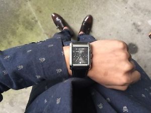 Baume and Mercier Hampton Black Dial Chronograph Leather Men's Watch