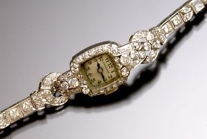 Ladies Platinum Diamond Hamilton Wrist Watch with 3.34 Carats of Diamonds