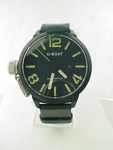 Estate U-Boat Black Italo Fontana Date Automatic Men's Leather Strap Watch 53mm