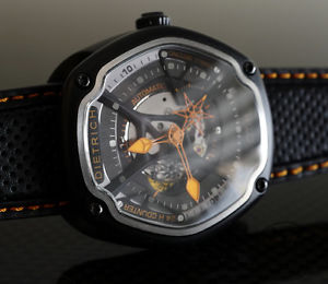 DIETRICH OT-6 ORGANIC TIME 6 BLACK AND ORANGE CRYSTAL SAPHIRE AUTOMATIC WATCH