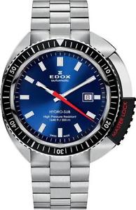 Edox 80301 3NM BUIN Mens Watch Hydro-Sub Blue Dial Automatic Black Master Lock