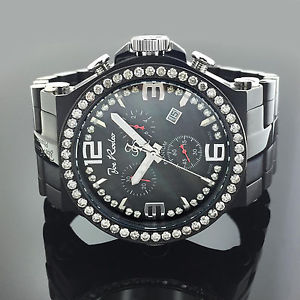 Joe Rodeo Phantom 3.25 ct Diamond Bezel Mens Black Watch JPTM45  47mm W1