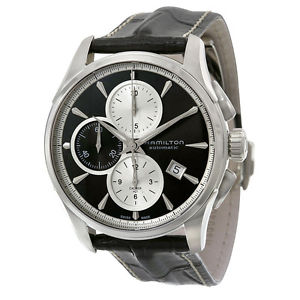 Hamilton Jazzmaster Chronograph Grey Dial Black Leather Mens Watch H32596781